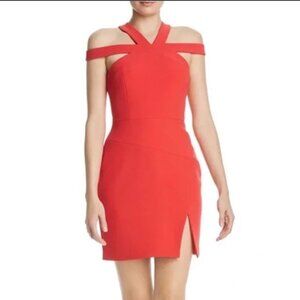 BCBGMAXAZRIA Red Off-Shoulder Bodycon Dress Women’s 6 Cocktail Party Holiday